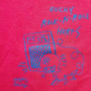 Vintage Oopsy Daisy Tshirt, Ouchy Rock N Roll Hurts, Womens, Red, Large